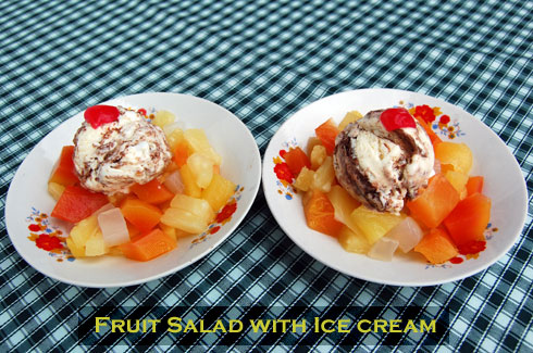 Fruit Salad with ice cream