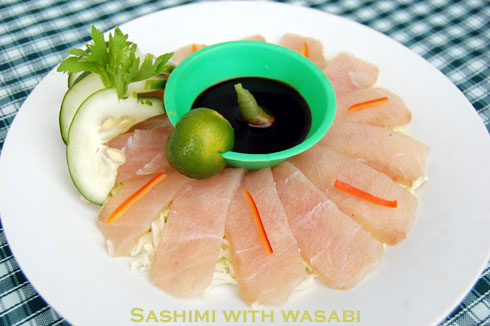 Sashimi with Wasabi and Kikkoman soy sauce